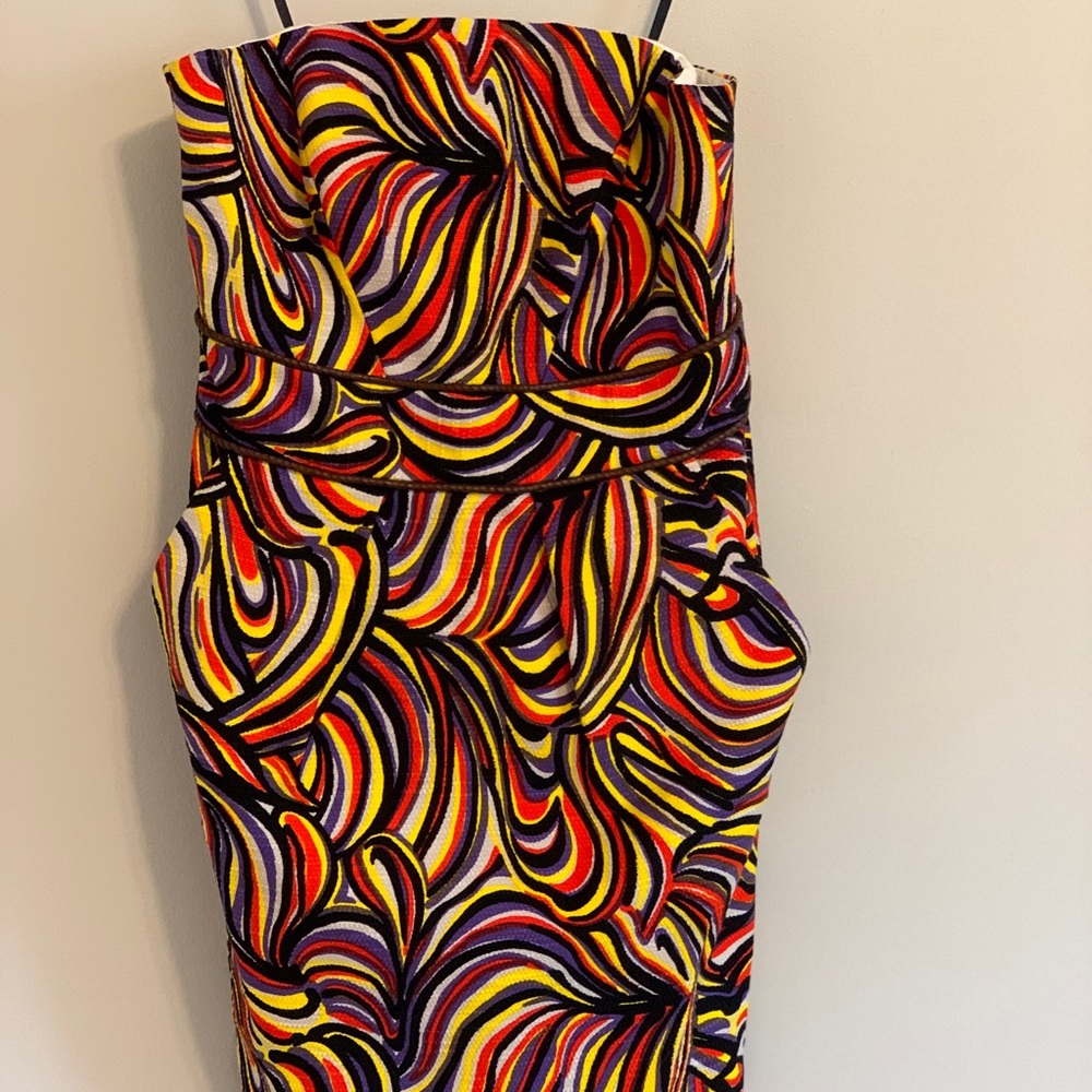 Milly multicolor strapless cocktail dress